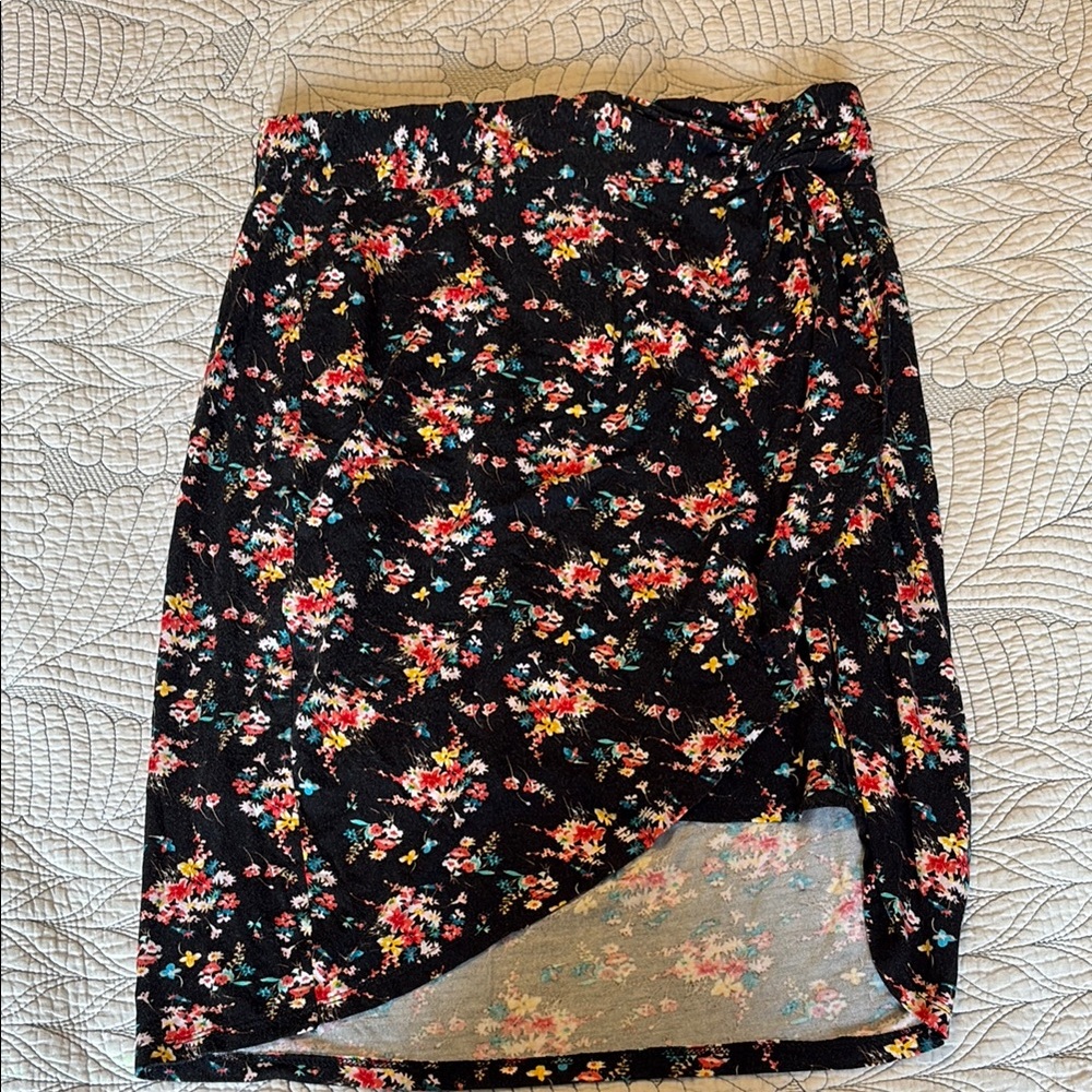 Floral Black Skirt